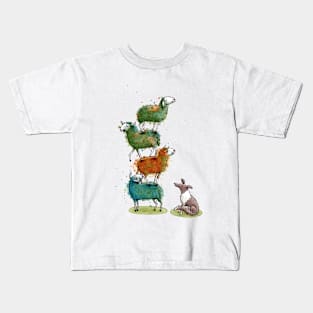 Border Collie Work - Sheep - Sheepdog - Pyramid - Dogs - Shepherding Kids T-Shirt